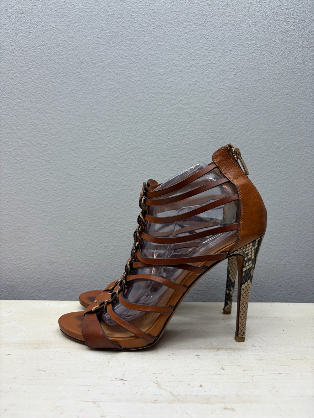 Coach Brown Leather Josey Gladiator Heels Size 10